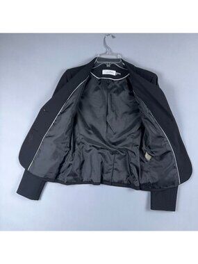 Calvin Klein Blazer Coat Women Size 2 Button Fully Lined Black